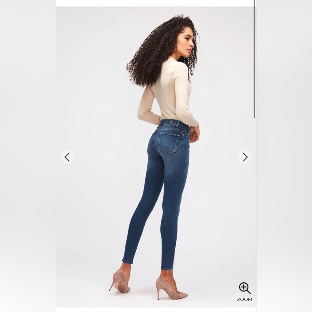 7 For All Mankind sz 27 HIGH WAIST SKINNY SLIM ILLUSION LUXE LOVESTORY - Picture 4 of 9